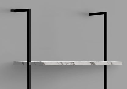 5-Tier Ladder Bookshelf with Marble Look Surface - White or Black