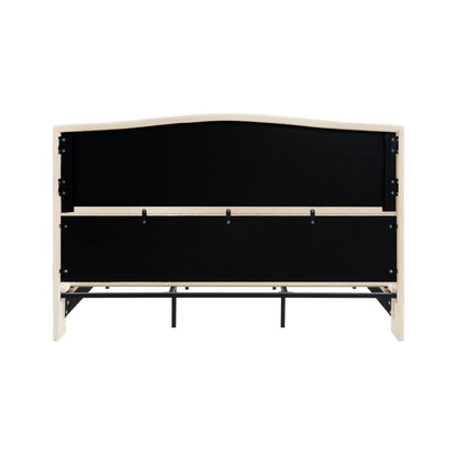 King Size Bed Frame with Upholstered Teddy Velvet Headboard - White
