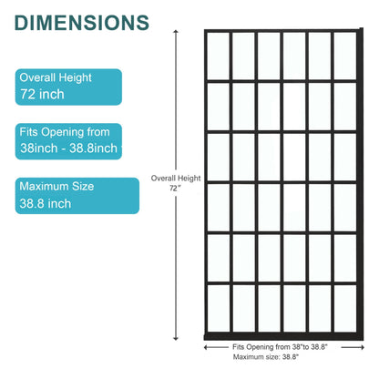 Frameless Fixed Shower Door with Open Entry Design – Matte Black