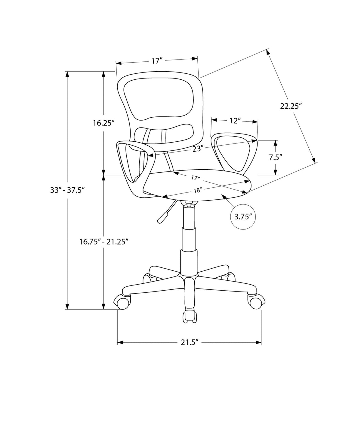 Ergonomic Adjustable Office Chair - Black