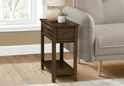 Narrow Wood End Table with Storage Drawer - Multiple Colors