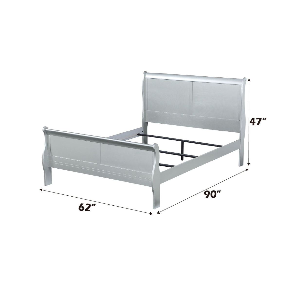 Louis Philippe Sleigh Style Bed with Classic Wood Construction - Multiple Colors
