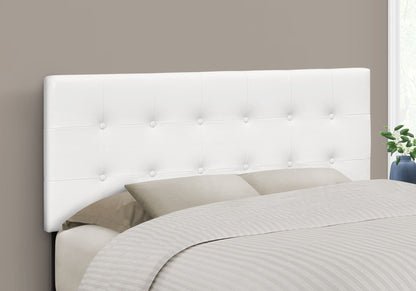 Full Size Upholstered Headboard with Button-Tufted Design - White