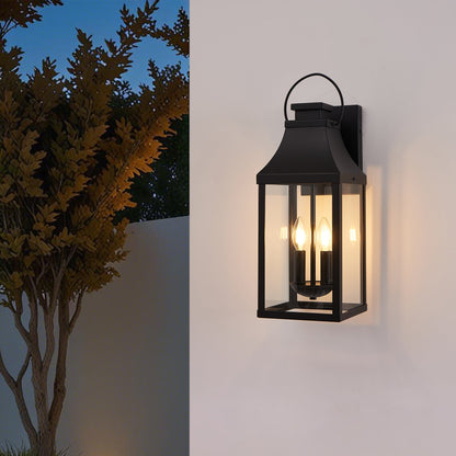 20" Outdoor Wall Light 2-Pack with Tempered Glass - Black
