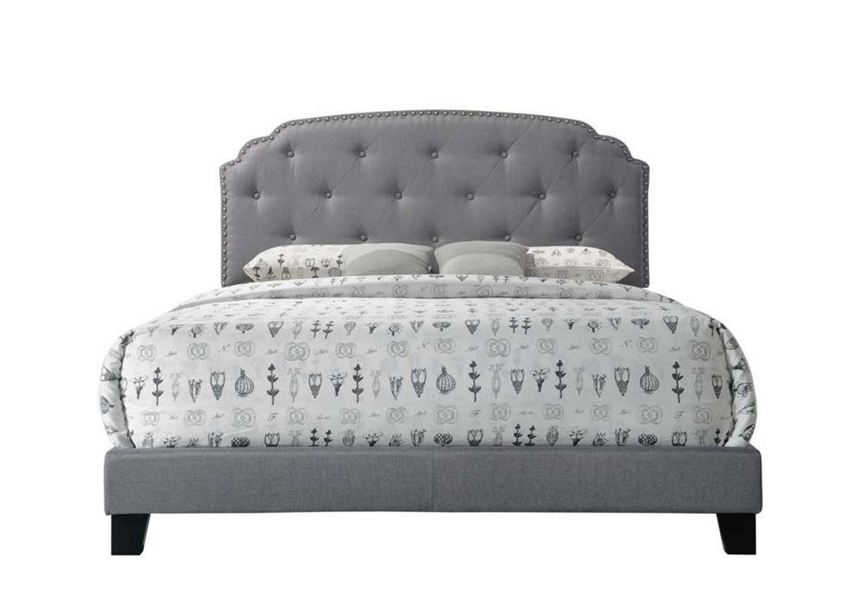 Queen Upholstered Bed with Tufted Headboard - Dark Gray
