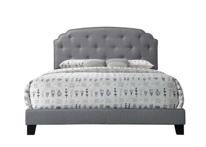Queen Upholstered Bed with Tufted Headboard - Dark Gray