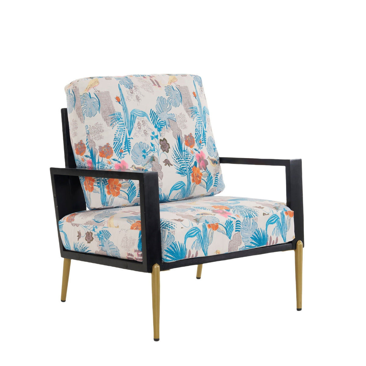 Modern Armchair With Solid Wood Frame and Adjustable Backrest - White or Light Blue