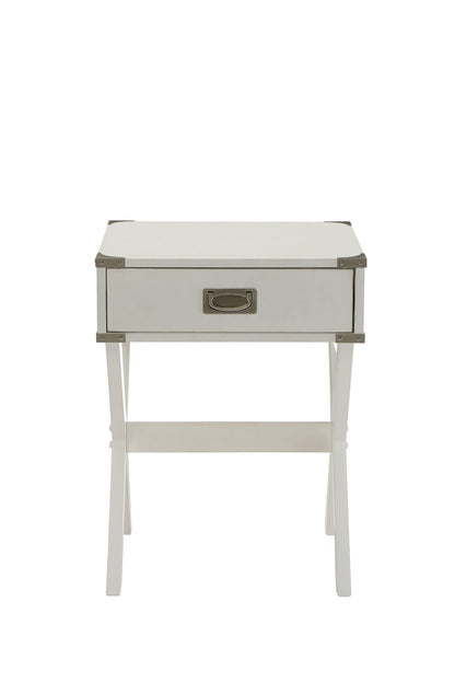 Modern Wood Accent Nightstand with Drawer - White, Black, Red