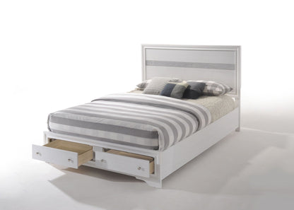 Naima Elegance Queen Panel Bed with Optional 2-Drawer Storage - White