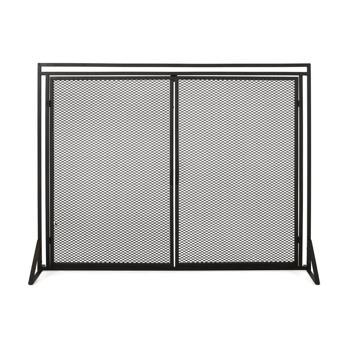 Samantha Iron Fireplace Screen with 2 Access Doors - Black or Gold