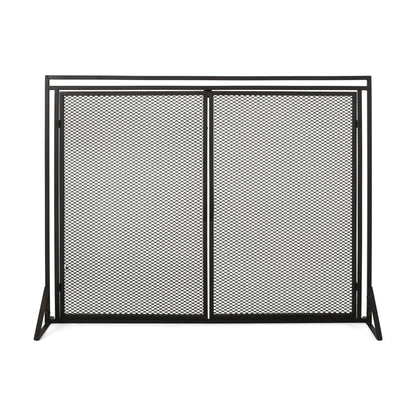 Samantha Iron Fireplace Screen with 2 Access Doors - Black or Gold