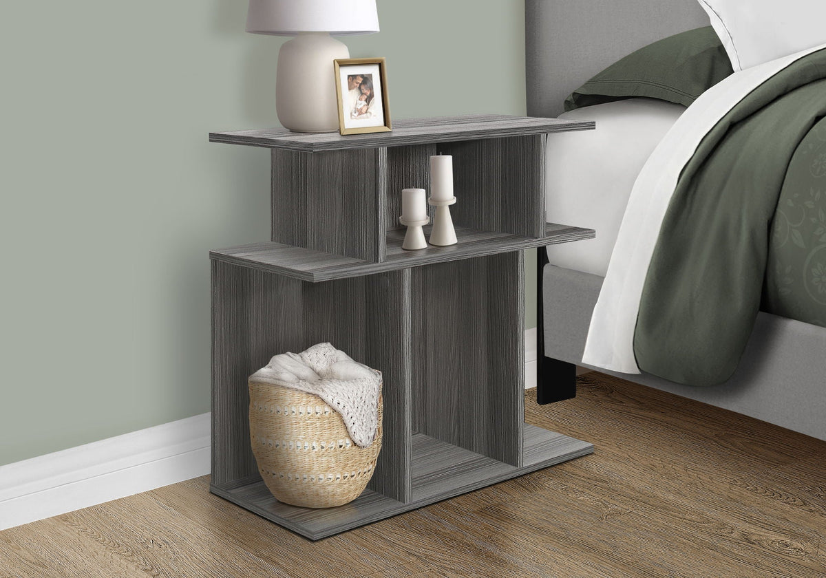 Contemporary Wood Accent Table with 6 Shelves - Multiple Colors