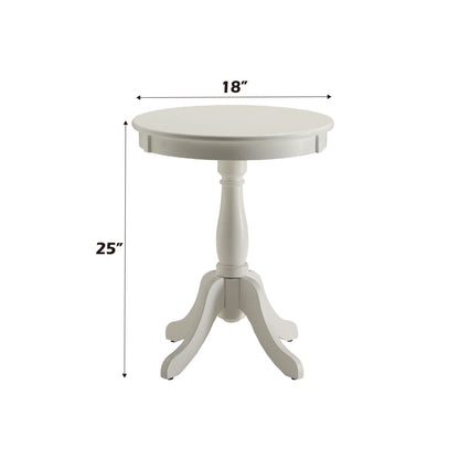 White Wooden Accent Table with Turned Pedestal - Alger