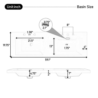 Vanity Top With Undermount Rectangular Double Sinks