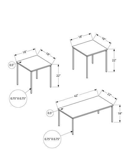 Contemporary 3-Piece Table Set with Metal Frame - Multiple Colors