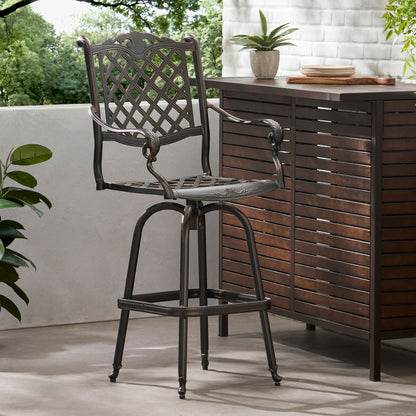 Cast Aluminum Bar Stool with Swivel Seat - Copper