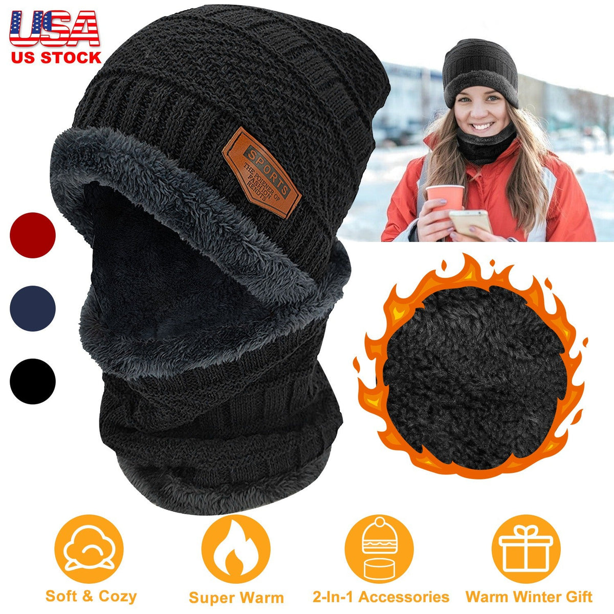 GBruno Winter Beanie Hat Scarf
