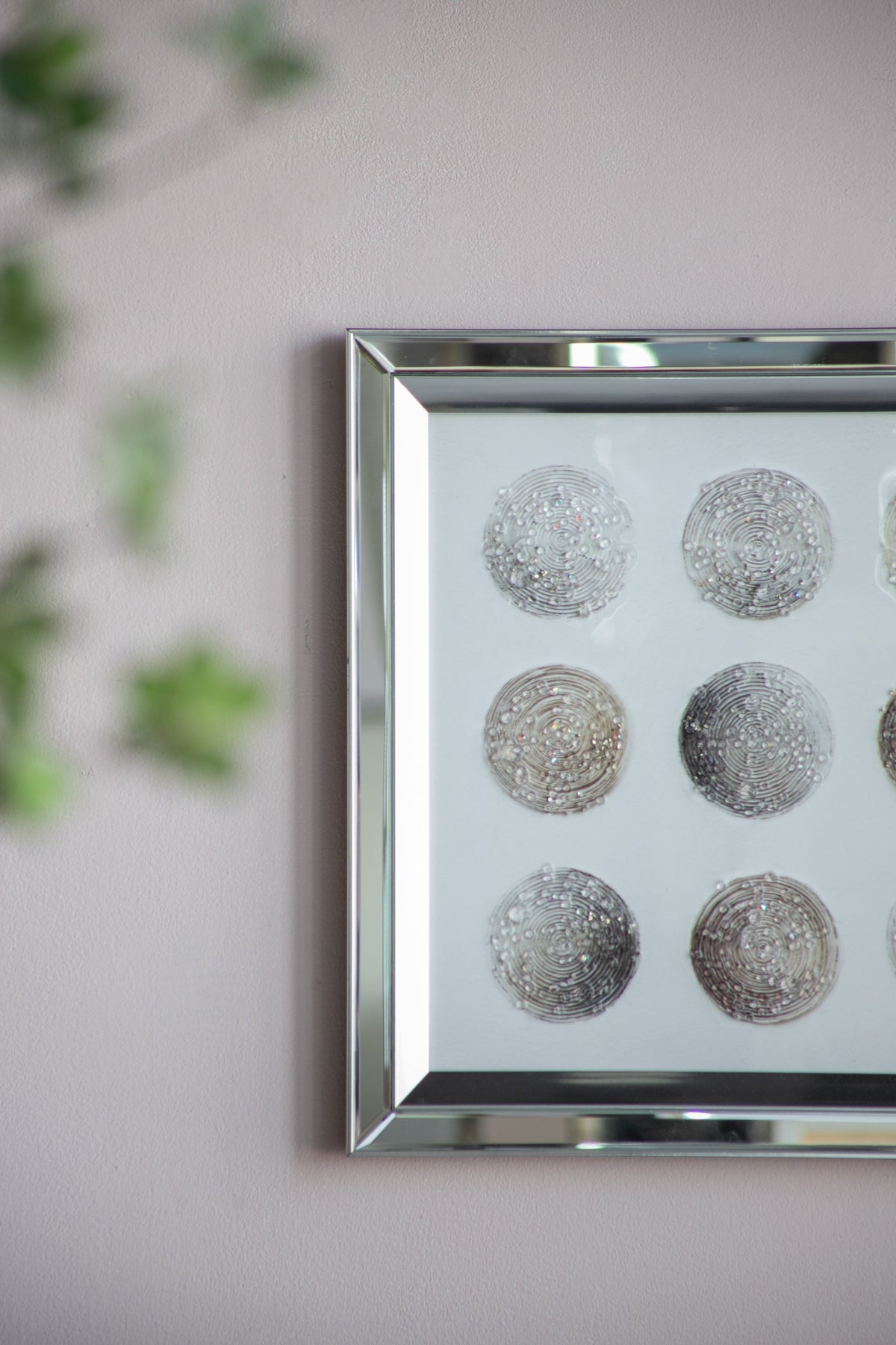 Ares Crystal Mirror Framed Wall Art with Lunar Motif - Multicolor