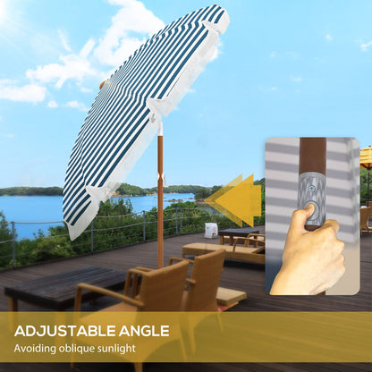 Blue Stripe Outdoor Patio Umbrella with Tilt and Vent - Steel Frame