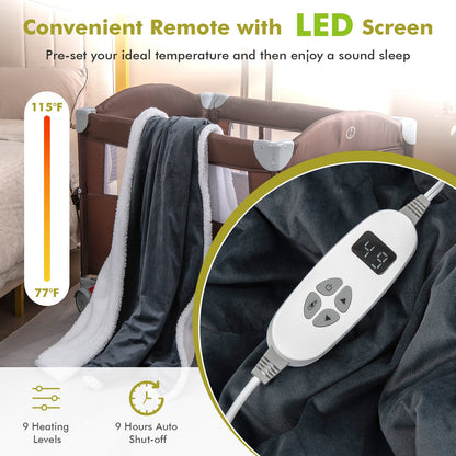 Heated Electric Blanket Throw with 10 Heat Levels