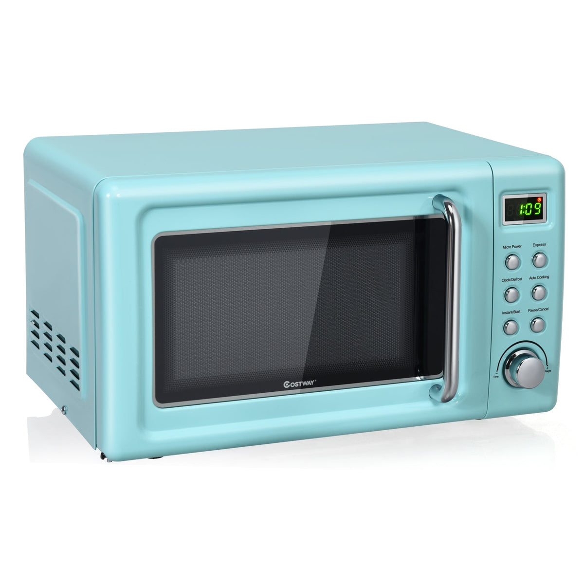 700W Retro Countertop Microwave Oven with 5 Micro Power and Auto Cooking Function