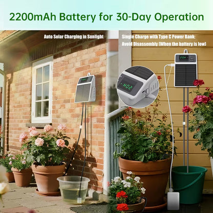 Solar Drip Irrigation System - Auto Watering Timer for Hanging Plants, Balcony & Greenhouse Use
