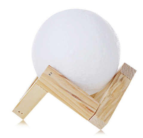 Rechargeable 3D Print Moon Lamp 2 Color Change Touch Switch Bedroom Bookcase