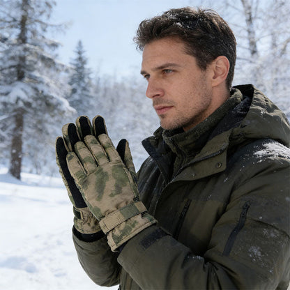 Russian military-issued VKBO 3.0 Ruins camouflage winter five-finger cold-proof gloves for tactical operations, thick version.
