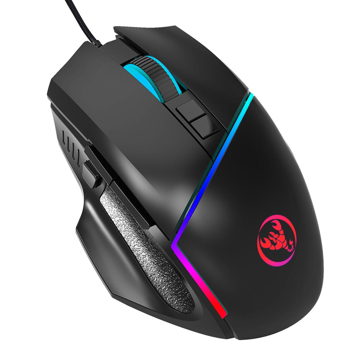 A876 wired mouse with colorful synchronized lighting, 6400dpi adjustable lighting, can turn off gaming mouse