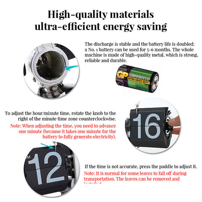 Retro flip digital clock, battery - powered mechanical clock for home & office decor