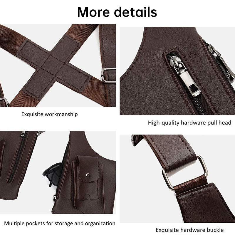 Anti-Theft PU Leather Underarm Bag - Crossbody Chest Sling Bag with Hidden Pocket & Adjustable Strap