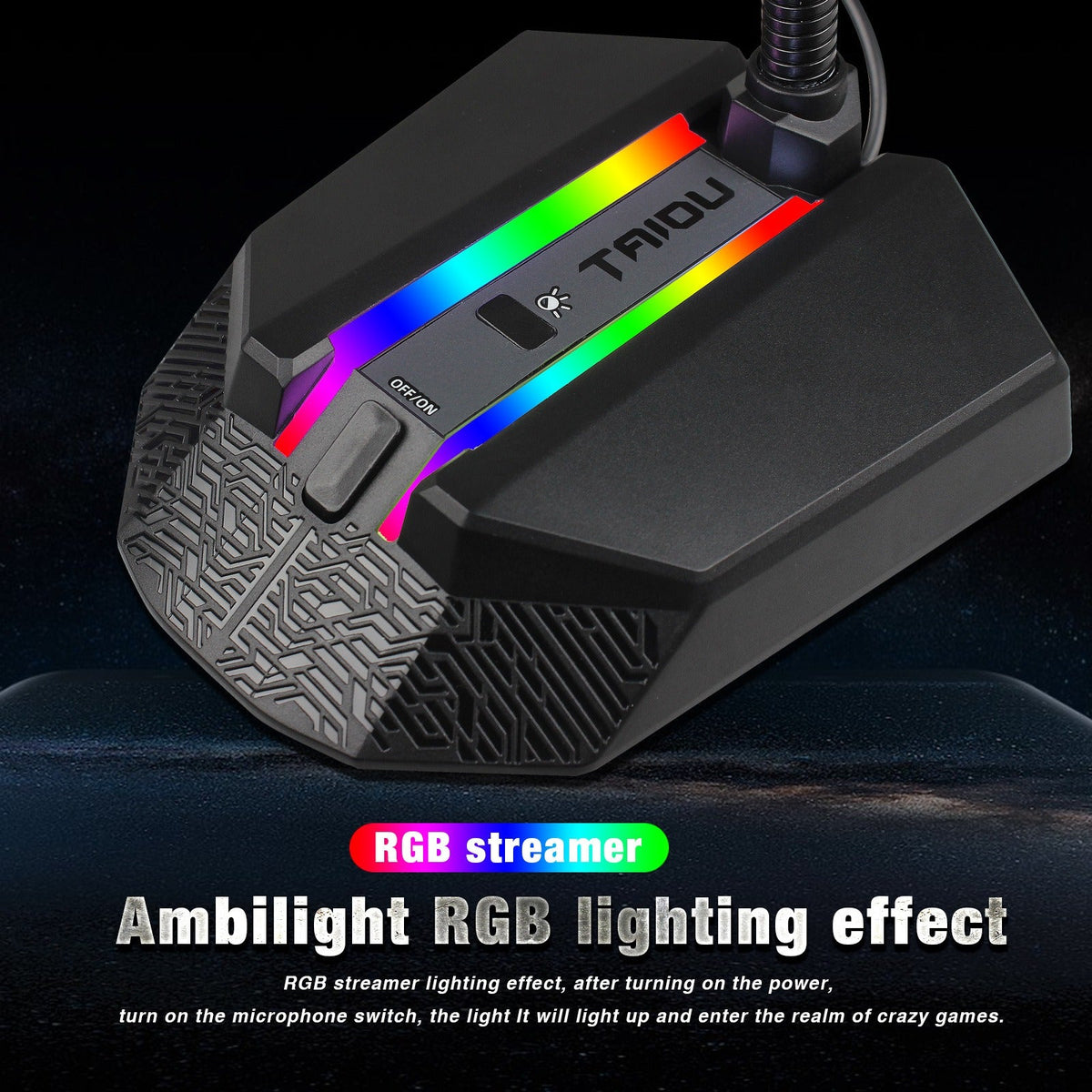 New desktop RGB luminous condenser microphone live broadcast shouting microphone gaming microphone