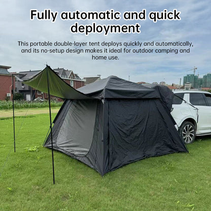 Outdoor Automatic Portable Tent – Fake Double-Layer, Quick Open & No-Setup for Camping, Beach, Car Tail