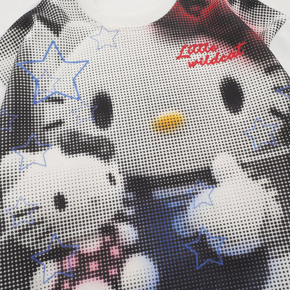 Hello Kitty cartoon digital printed round neck hoodie