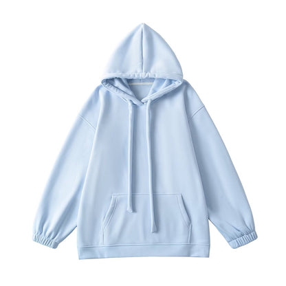 Loose drawstring hooded sweatshirt