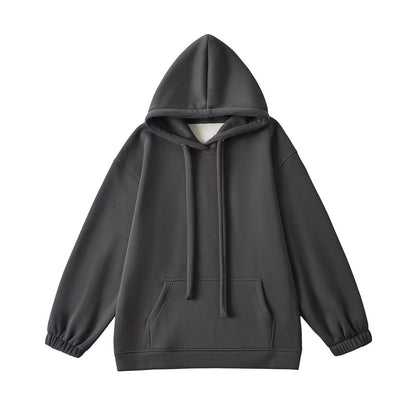 Loose drawstring hooded sweatshirt