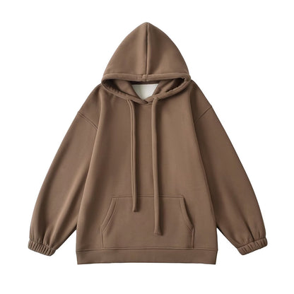 Loose drawstring hooded sweatshirt