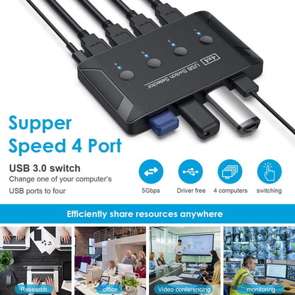 USB 3.0 multi interface four in four out hub printer sharer multi computer shared switch