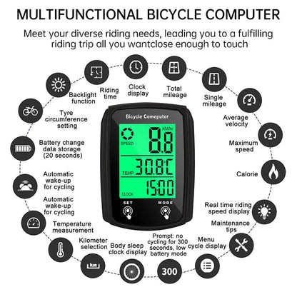 Wired LCD Digital Bicycle Computer - Speedometer and Odometer with Backlight, a Must - have Bike Accessory