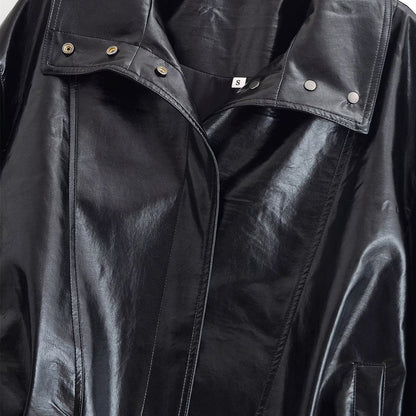 Retro Cool Leather Jacket Women's Wear