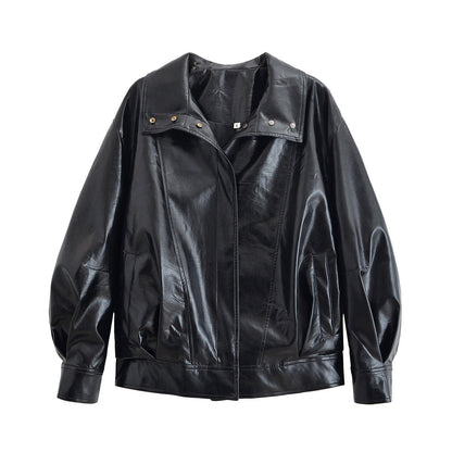 Retro Cool Leather Jacket Women's Wear