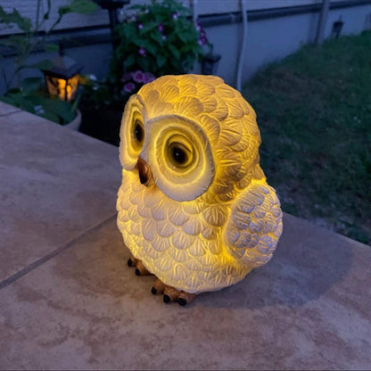 Statue decoration owl resin solar decoration