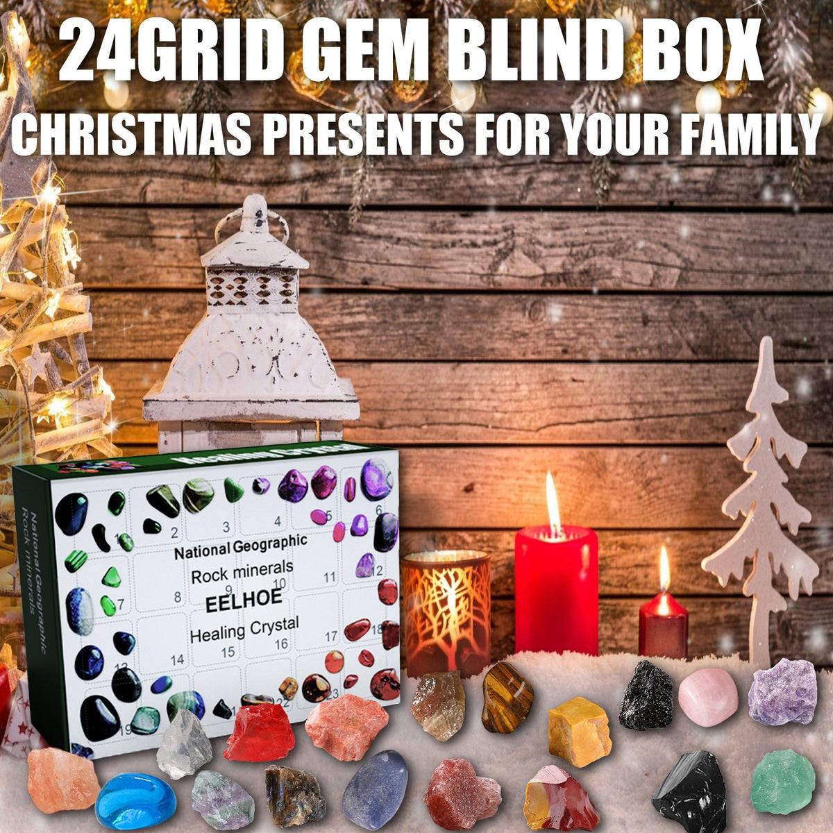 24 Grid Ore Blind Box, Green Christmas Surprise Guess Small Gift Blind Box