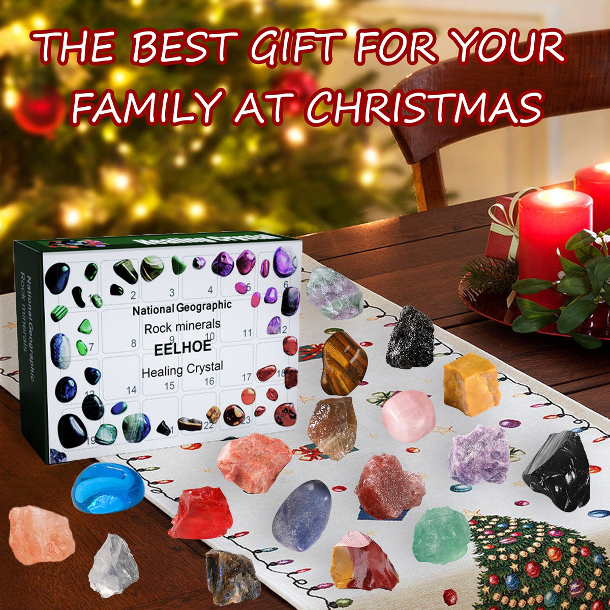 24 Grid Ore Blind Box, Green Christmas Surprise Guess Small Gift Blind Box