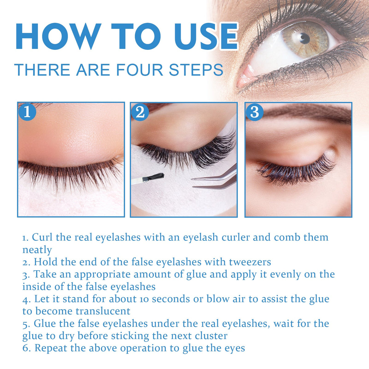 EELHOE False Eyelash Glue, Lightweight Self-Adhesive False Eyelash Glue Gentle And Non-Irritating