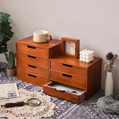 Three-layer Storage Cabinet, Small Wooden Cosmetic Organizer Box, Display Screen Riser