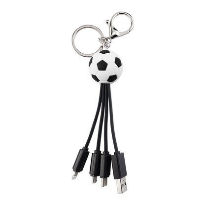 Creative keychain football data cable one to three charging cable football club commemorative gift charging cable