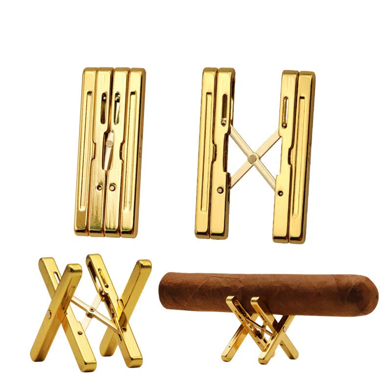 Cigar shelf pure copper gold-plated folding shelf portable cigarette holder simple