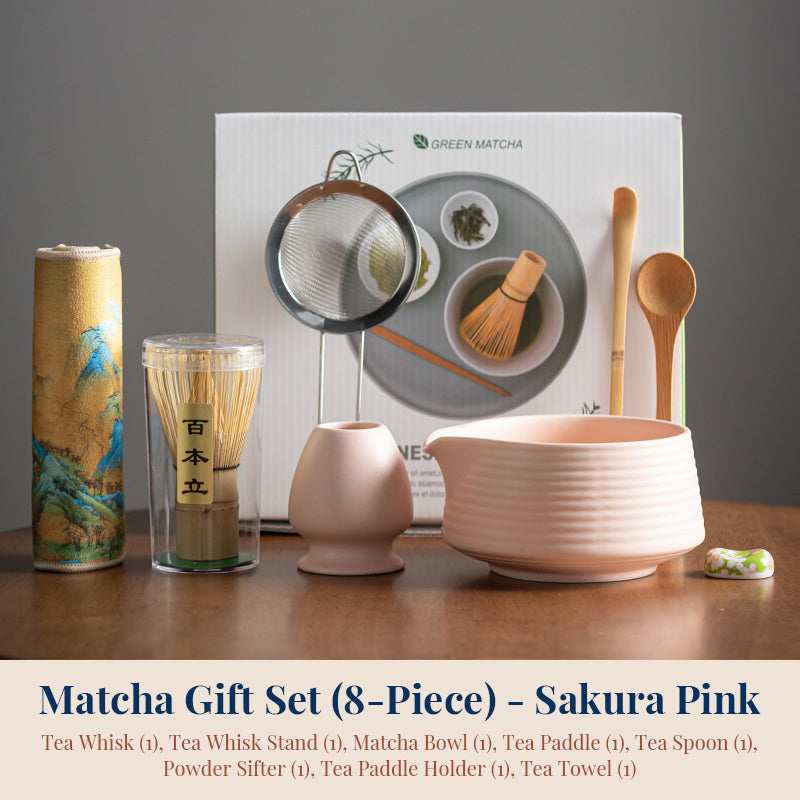 Premium 8-piece Matcha Set: Ceramic Chawan, whisky gift box, Matcha tools – for tea lovers