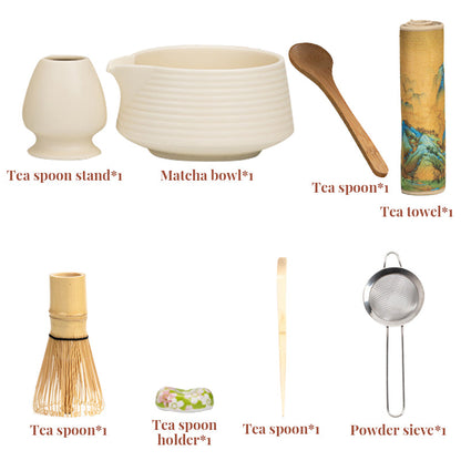 Premium 8-piece Matcha Set: Ceramic Chawan, whisky gift box, Matcha tools – for tea lovers